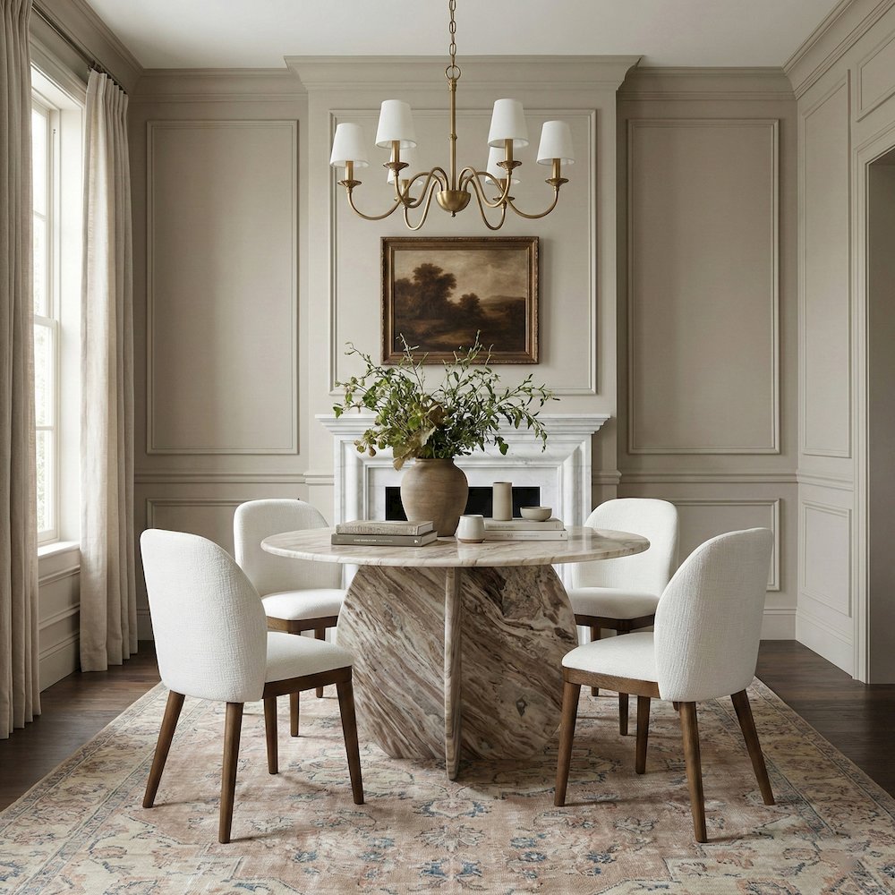 Valeo Cream Linen Textured Fabric Upholstered Dining Chair, Set of 2