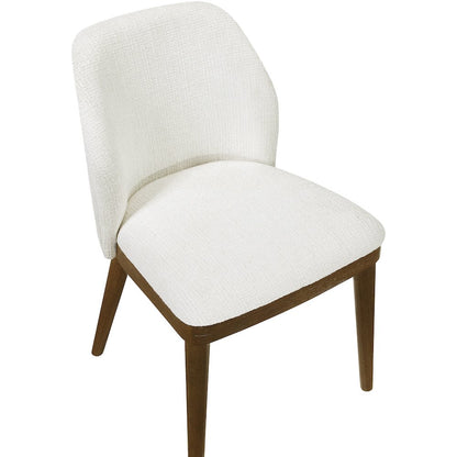 Valeo Cream Linen Textured Fabric Upholstered Dining Chair, Set of 2