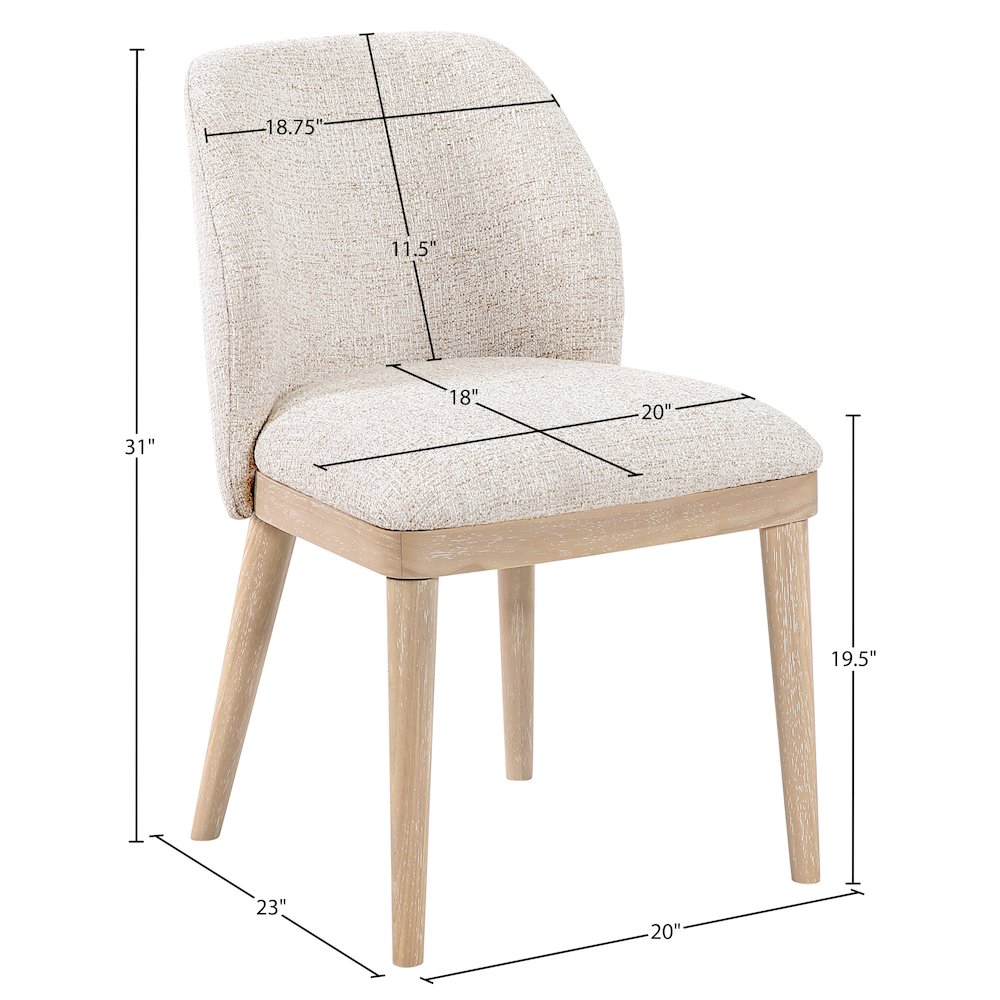 Valeo Beige Linen Textured Fabric Upholstered Dining Chair, Set of 2