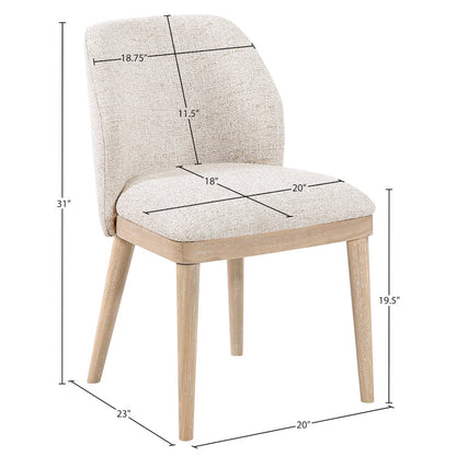 Valeo Beige Linen Textured Fabric Upholstered Dining Chair, Set of 2