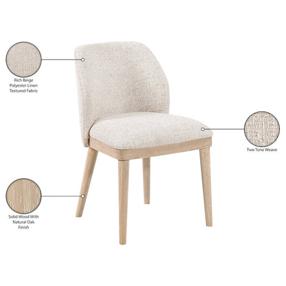 Valeo Beige Linen Textured Fabric Upholstered Dining Chair, Set of 2