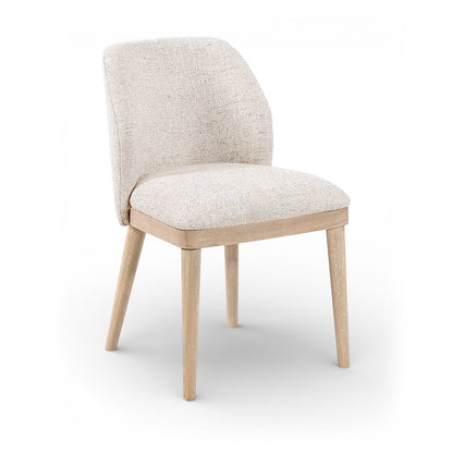 Valeo Beige Linen Textured Fabric Upholstered Dining Chair, Set of 2
