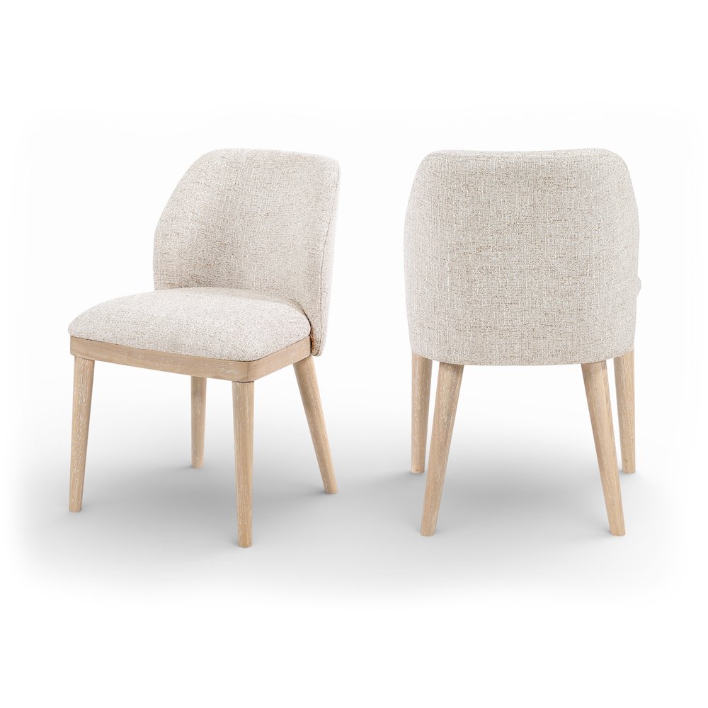 Valeo Beige Linen Textured Fabric Upholstered Dining Chair, Set of 2