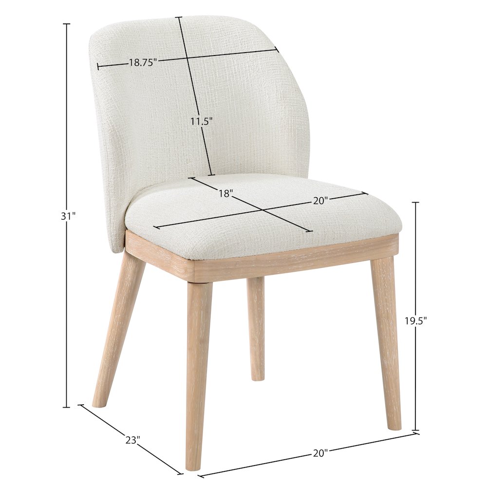 Valeo Cream Linen Textured Fabric Upholstered Dining Chair, Set of 2