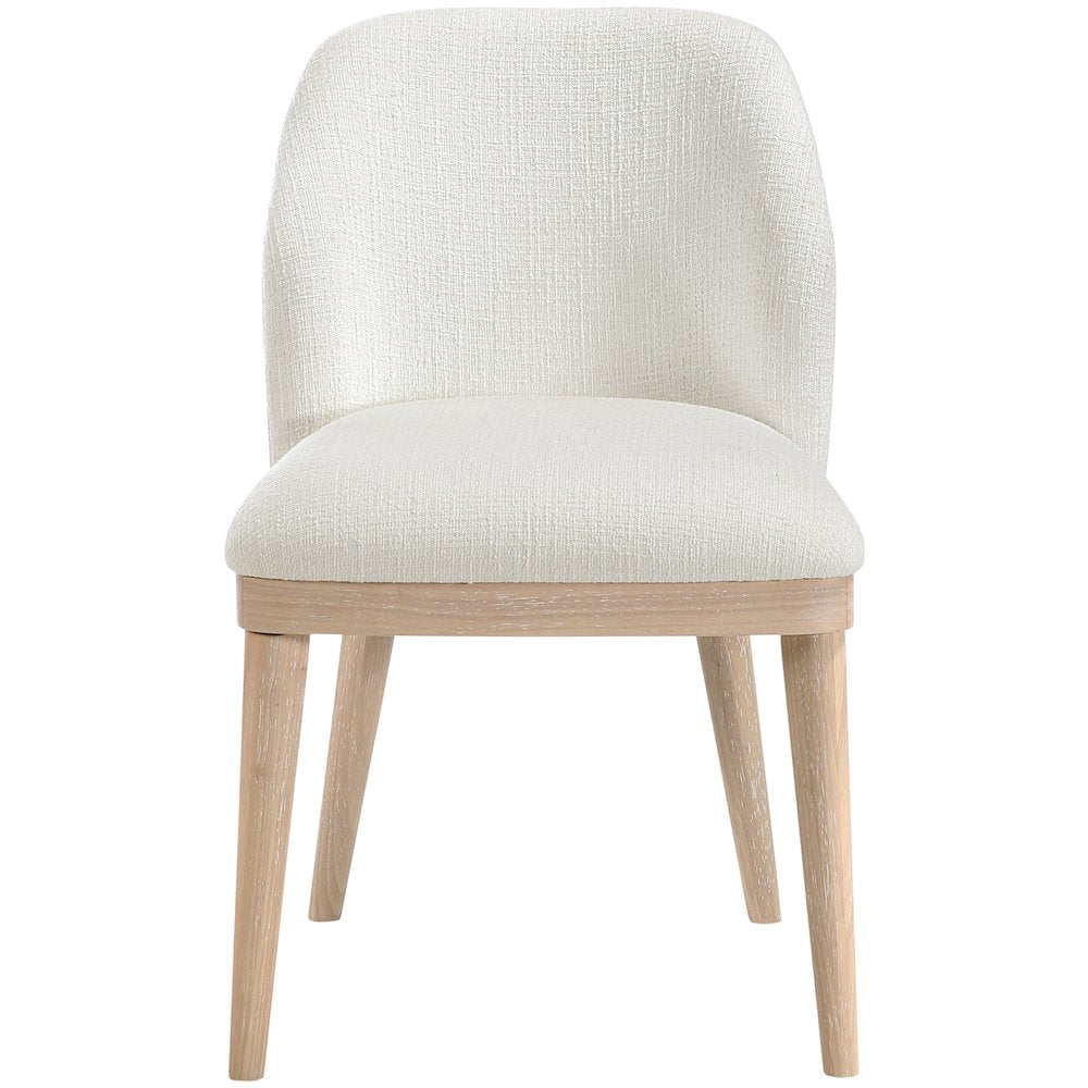Valeo Cream Linen Textured Fabric Upholstered Dining Chair, Set of 2