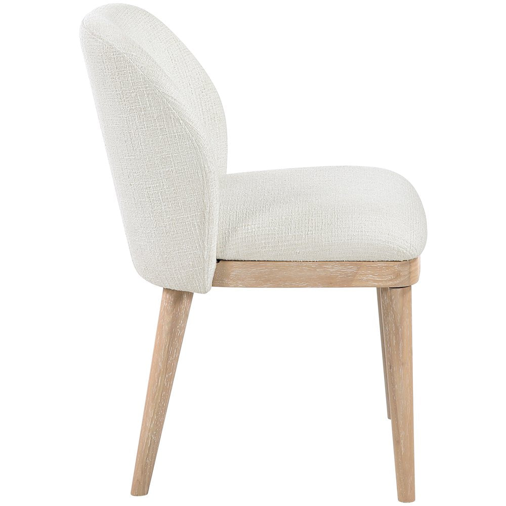 Valeo Cream Linen Textured Fabric Upholstered Dining Chair, Set of 2