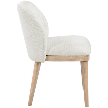 Valeo Cream Linen Textured Fabric Upholstered Dining Chair, Set of 2