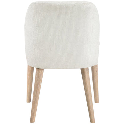 Valeo Cream Linen Textured Fabric Upholstered Dining Chair, Set of 2