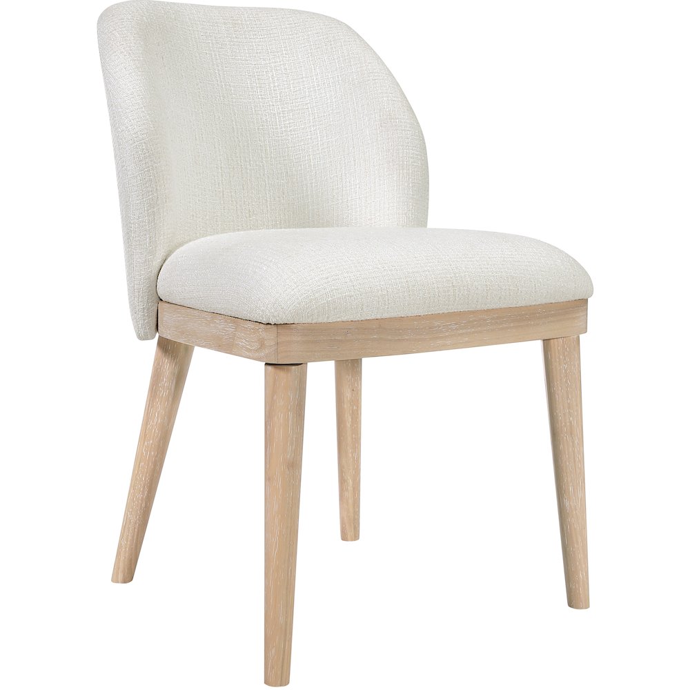 Valeo Cream Linen Textured Fabric Upholstered Dining Chair, Set of 2