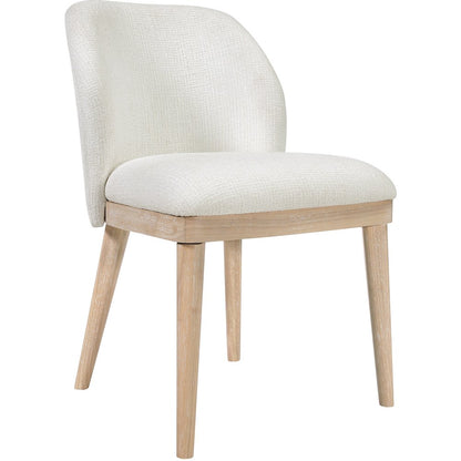 Valeo Cream Linen Textured Fabric Upholstered Dining Chair, Set of 2