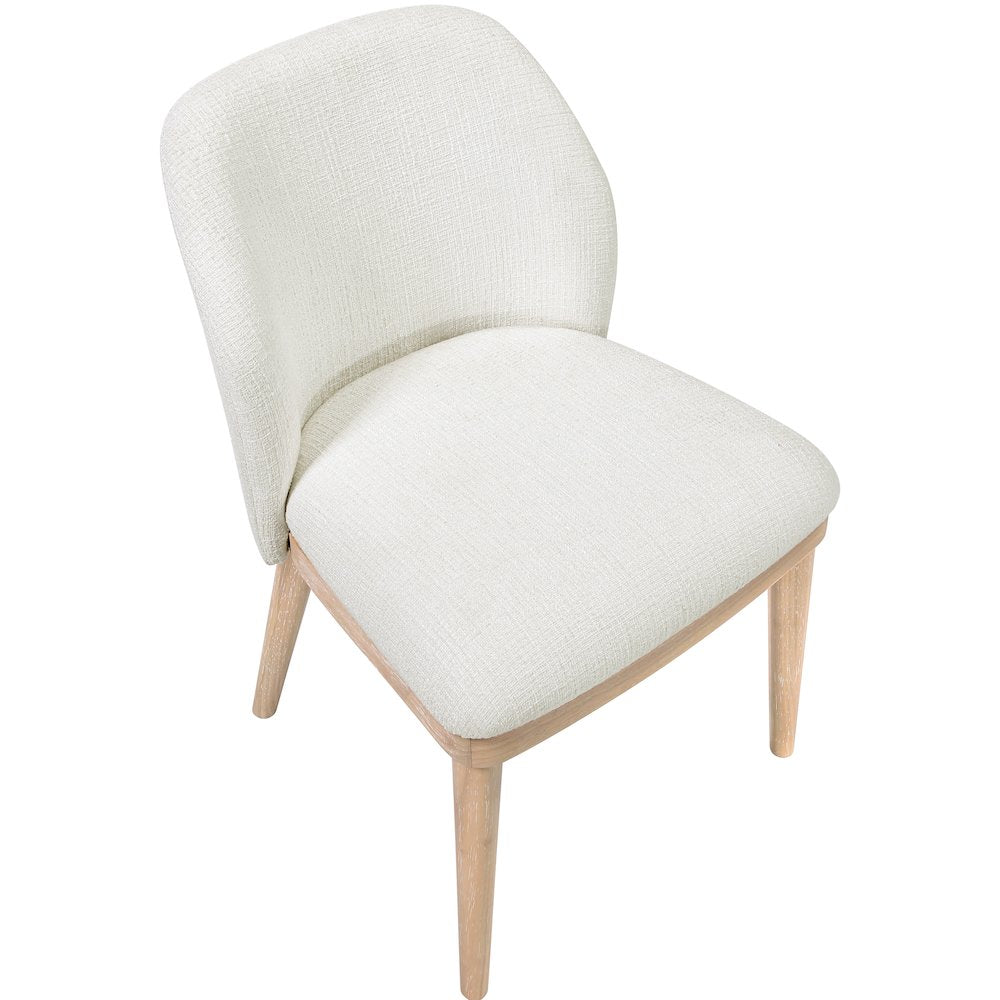 Valeo Cream Linen Textured Fabric Upholstered Dining Chair, Set of 2