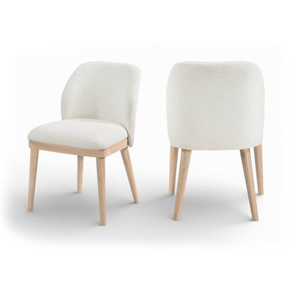 Valeo Cream Linen Textured Fabric Upholstered Dining Chair, Set of 2