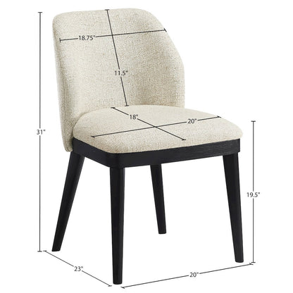 Valeo Beige Linen Textured Fabric Upholstered Dining Chair, Set of 2