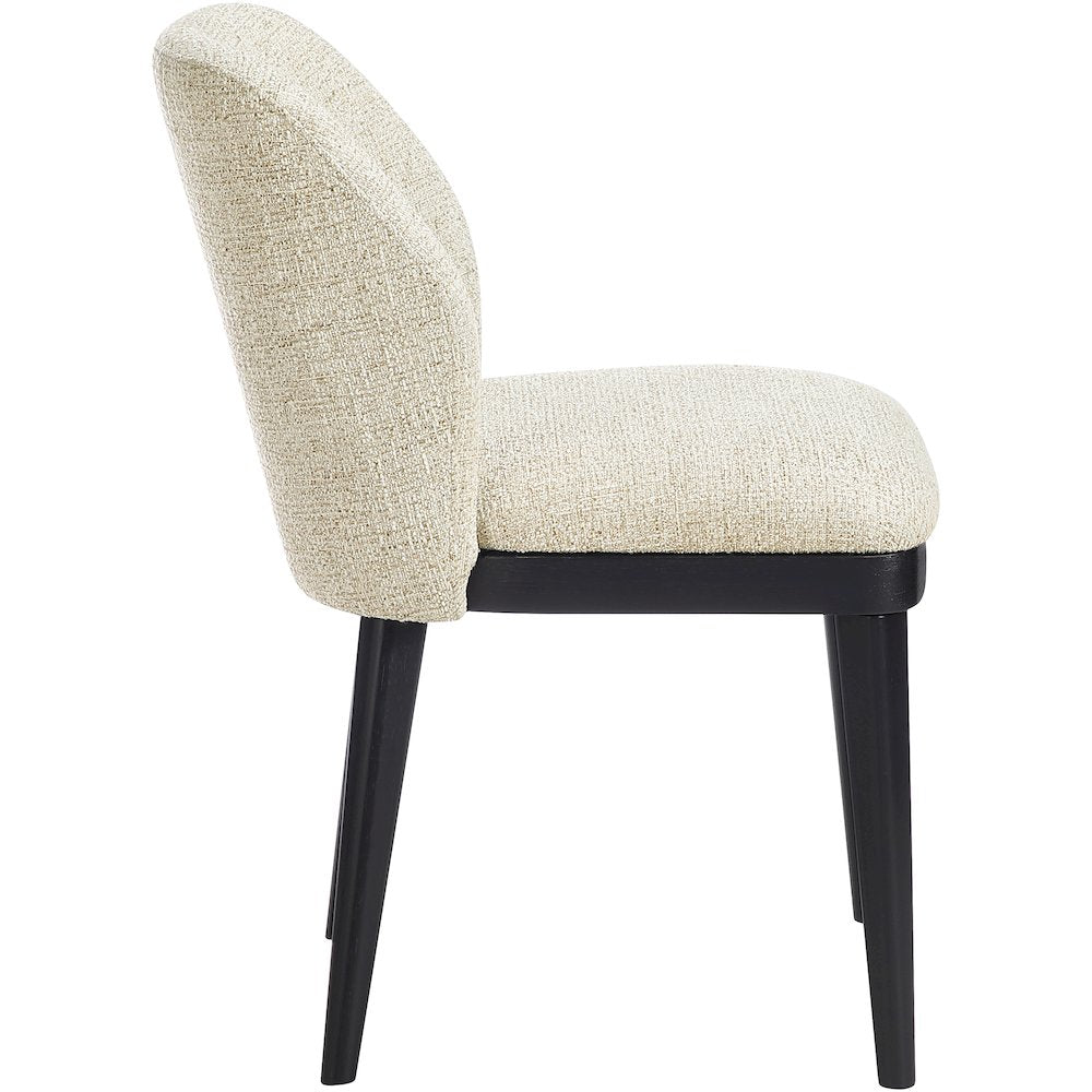 Valeo Beige Linen Textured Fabric Upholstered Dining Chair, Set of 2