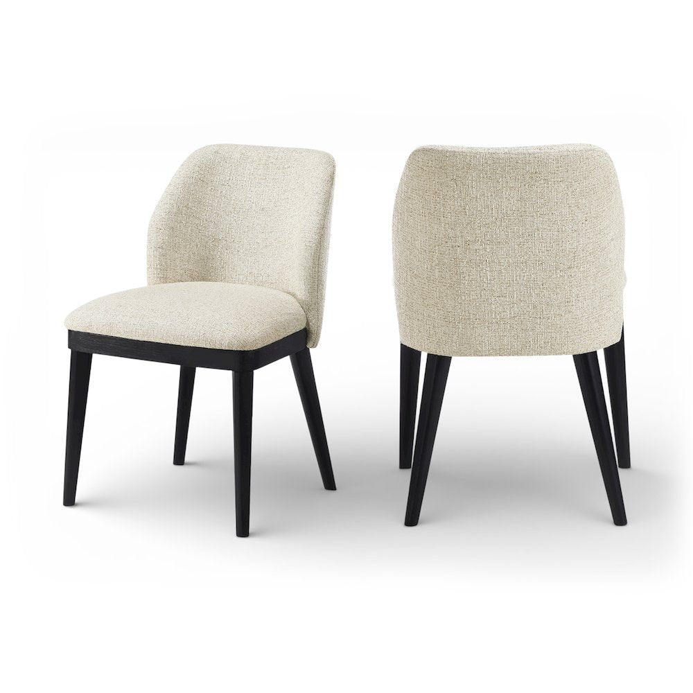 Valeo Beige Linen Textured Fabric Upholstered Dining Chair, Set of 2