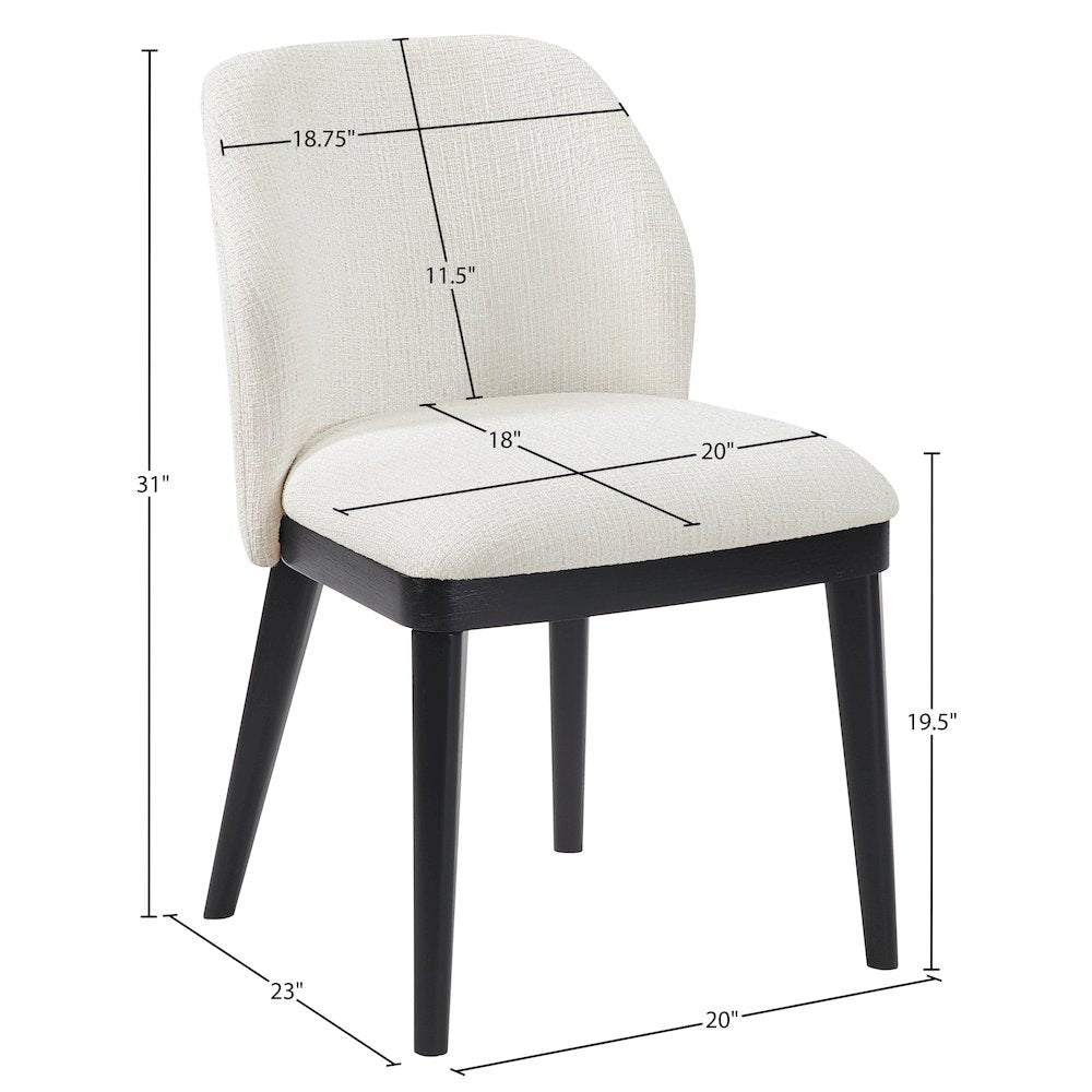 Valeo Cream Linen Textured Fabric Upholstered Dining Chair, Set of 2