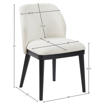 Valeo Cream Linen Textured Fabric Upholstered Dining Chair, Set of 2