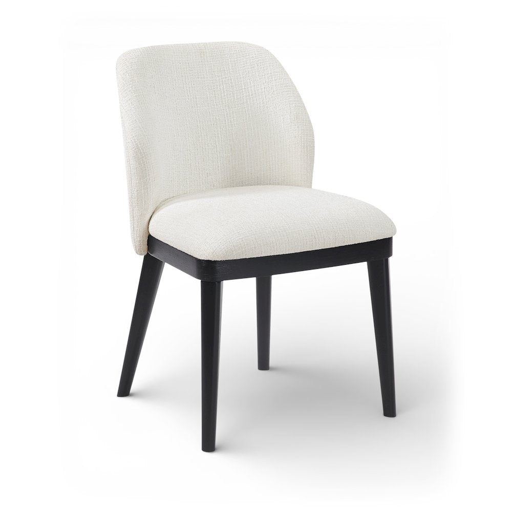 Valeo Cream Linen Textured Fabric Upholstered Dining Chair, Set of 2