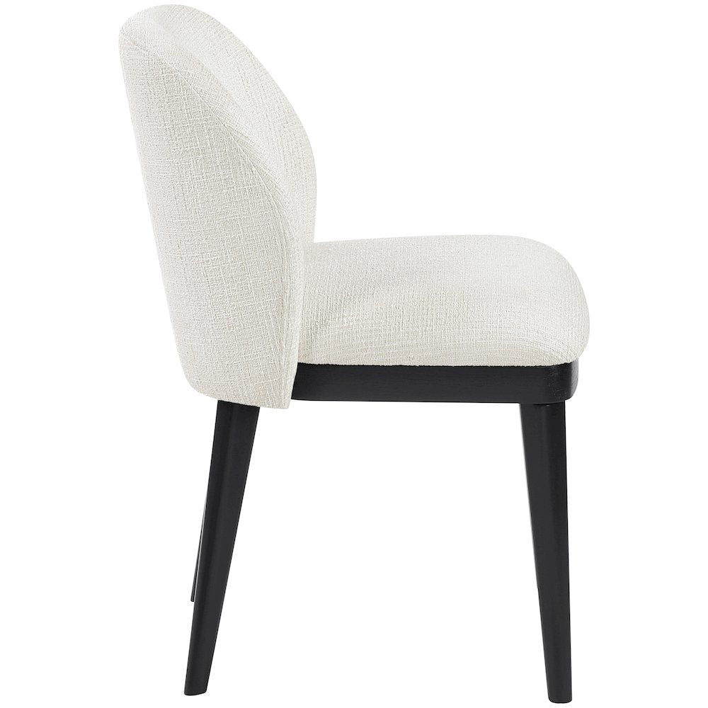 Valeo Cream Linen Textured Fabric Upholstered Dining Chair, Set of 2