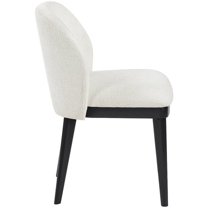 Valeo Cream Linen Textured Fabric Upholstered Dining Chair, Set of 2