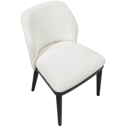 Valeo Cream Linen Textured Fabric Upholstered Dining Chair, Set of 2
