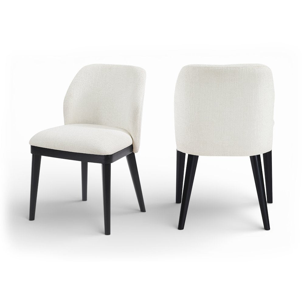 Valeo Cream Linen Textured Fabric Upholstered Dining Chair, Set of 2