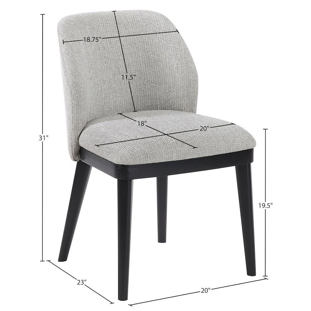 Valeo Grey Linen Textured Fabric Upholstered Dining Chair, Set of 2