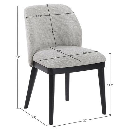 Valeo Grey Linen Textured Fabric Upholstered Dining Chair, Set of 2