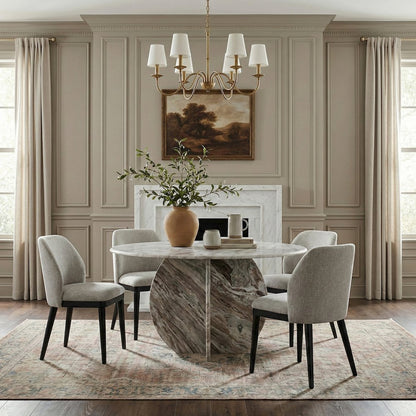 Valeo Grey Linen Textured Fabric Upholstered Dining Chair, Set of 2