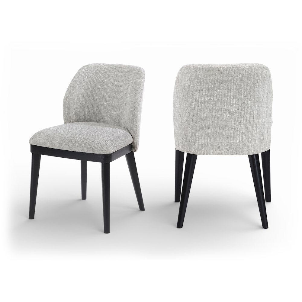 Valeo Grey Linen Textured Fabric Upholstered Dining Chair, Set of 2