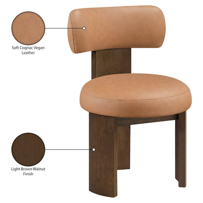 Atelier Cognac Vegan Leather Upholstered Dining Chair, Set of 2