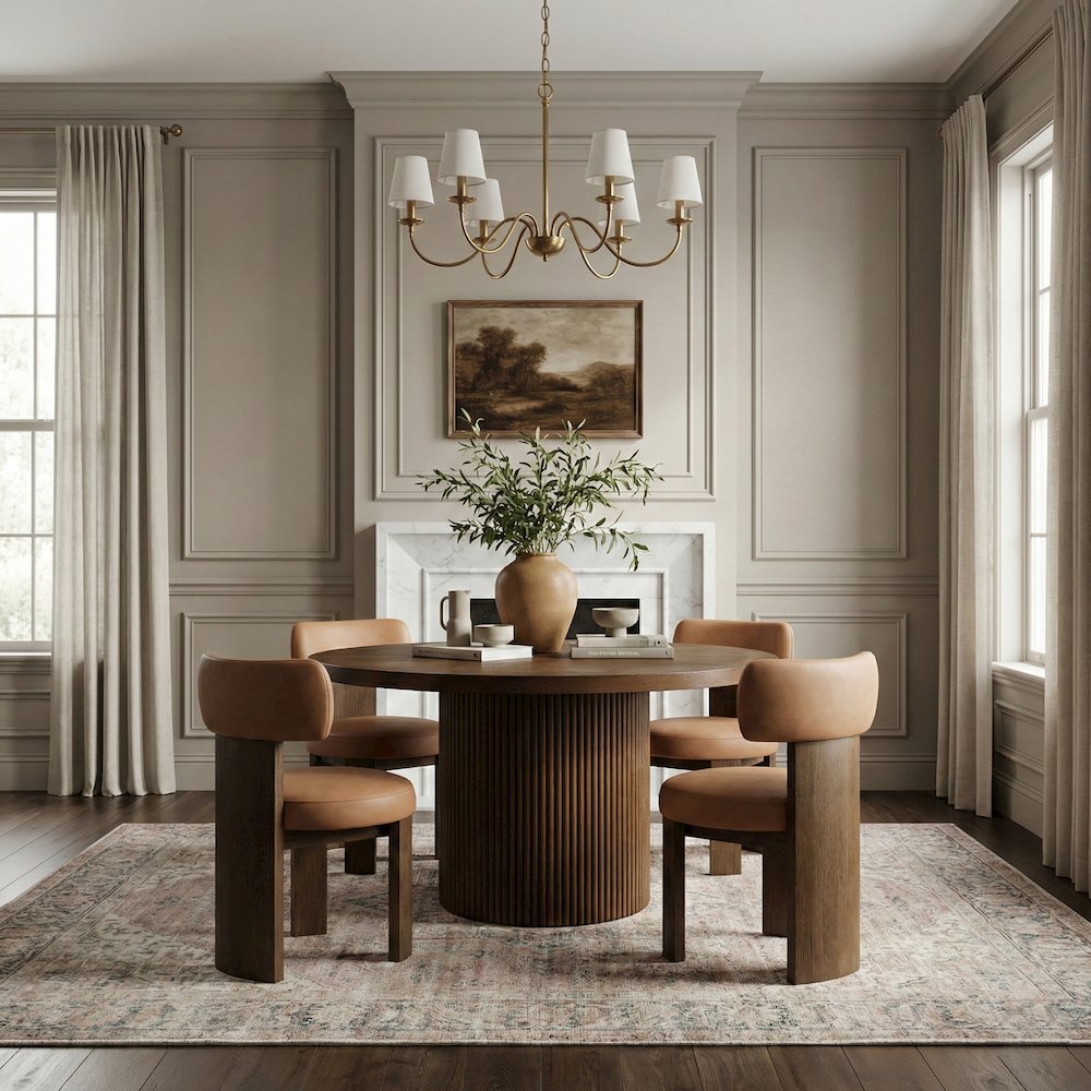 Atelier Cognac Vegan Leather Upholstered Dining Chair, Set of 2