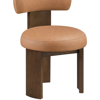 Atelier Cognac Vegan Leather Upholstered Dining Chair, Set of 2