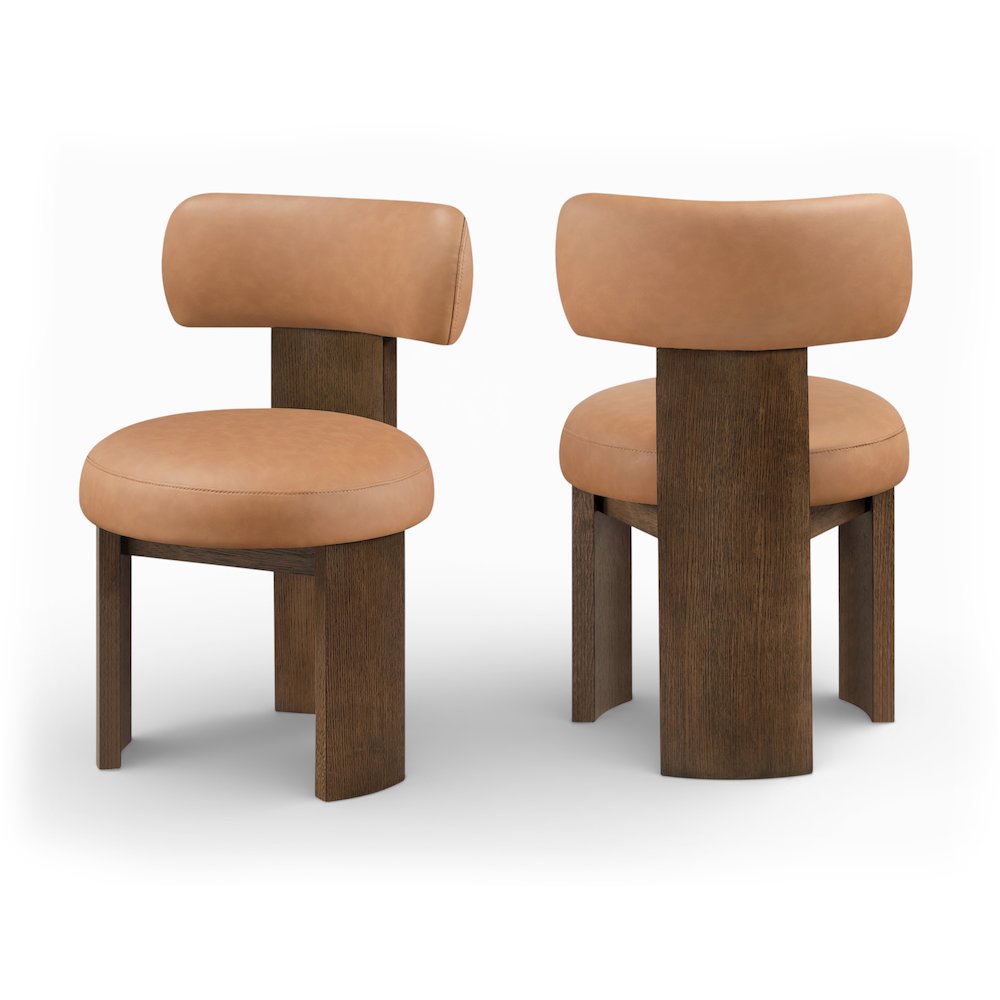 Atelier Cognac Vegan Leather Upholstered Dining Chair, Set of 2