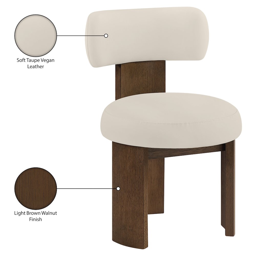 Atelier Taupe Vegan Leather Upholstered Dining Chair, Set of 2