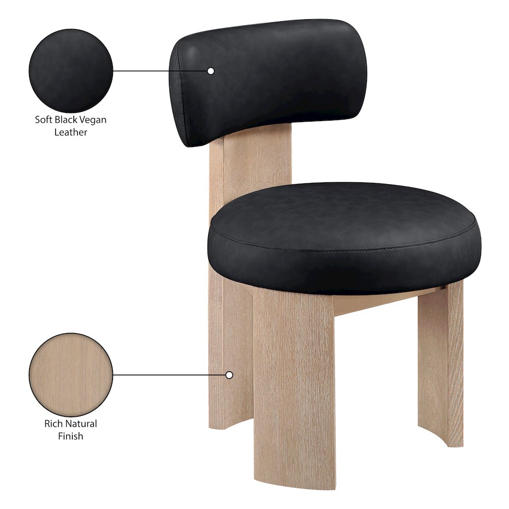 Atelier Black Vegan Leather Upholstered Dining Chair, Set of 2
