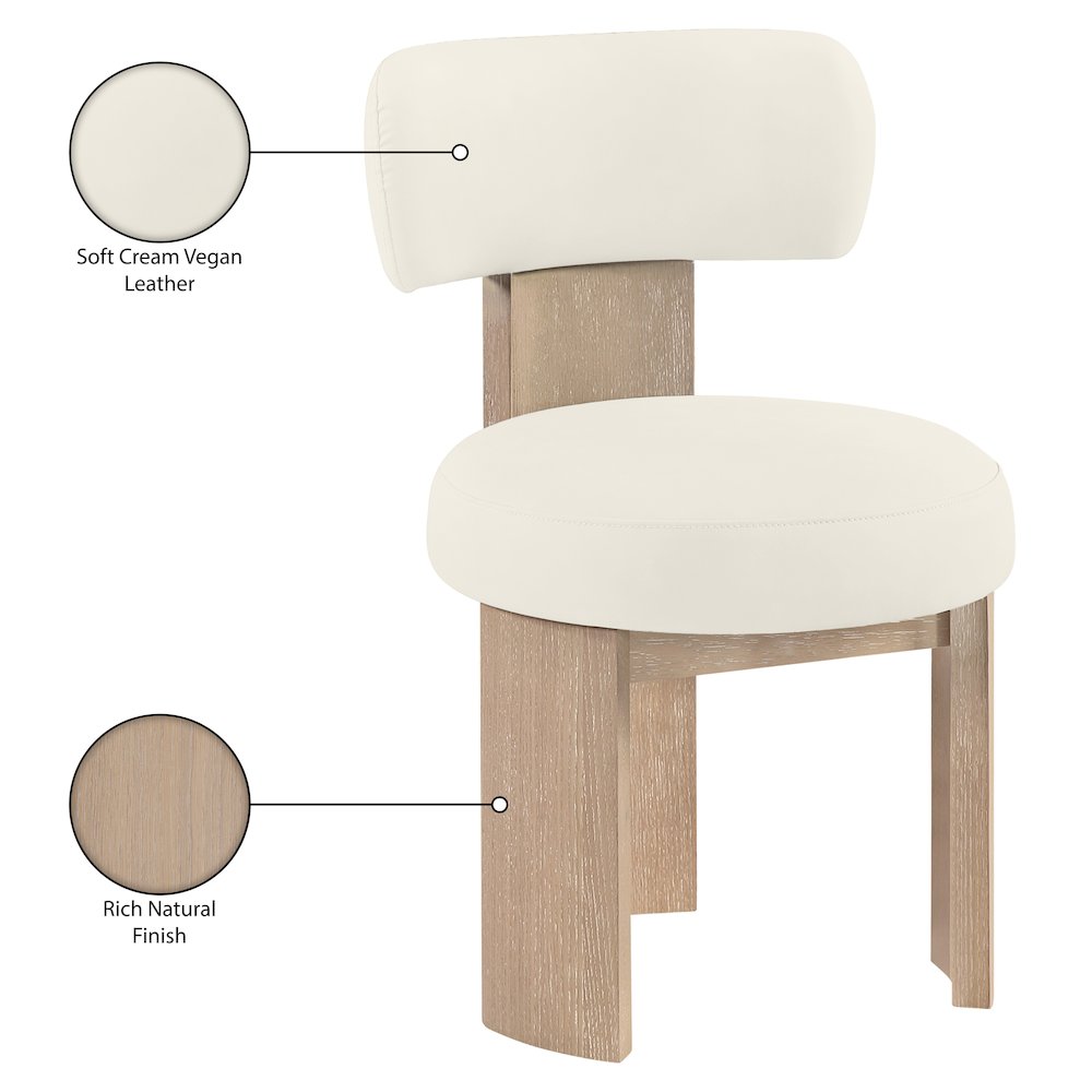 Atelier Cream Vegan Leather Upholstered Dining Chair, Set of 2