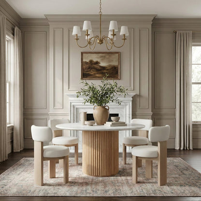 Atelier Cream Vegan Leather Upholstered Dining Chair, Set of 2