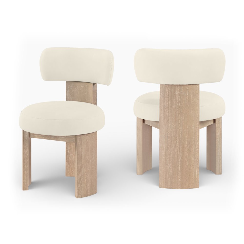 Atelier Cream Vegan Leather Upholstered Dining Chair, Set of 2