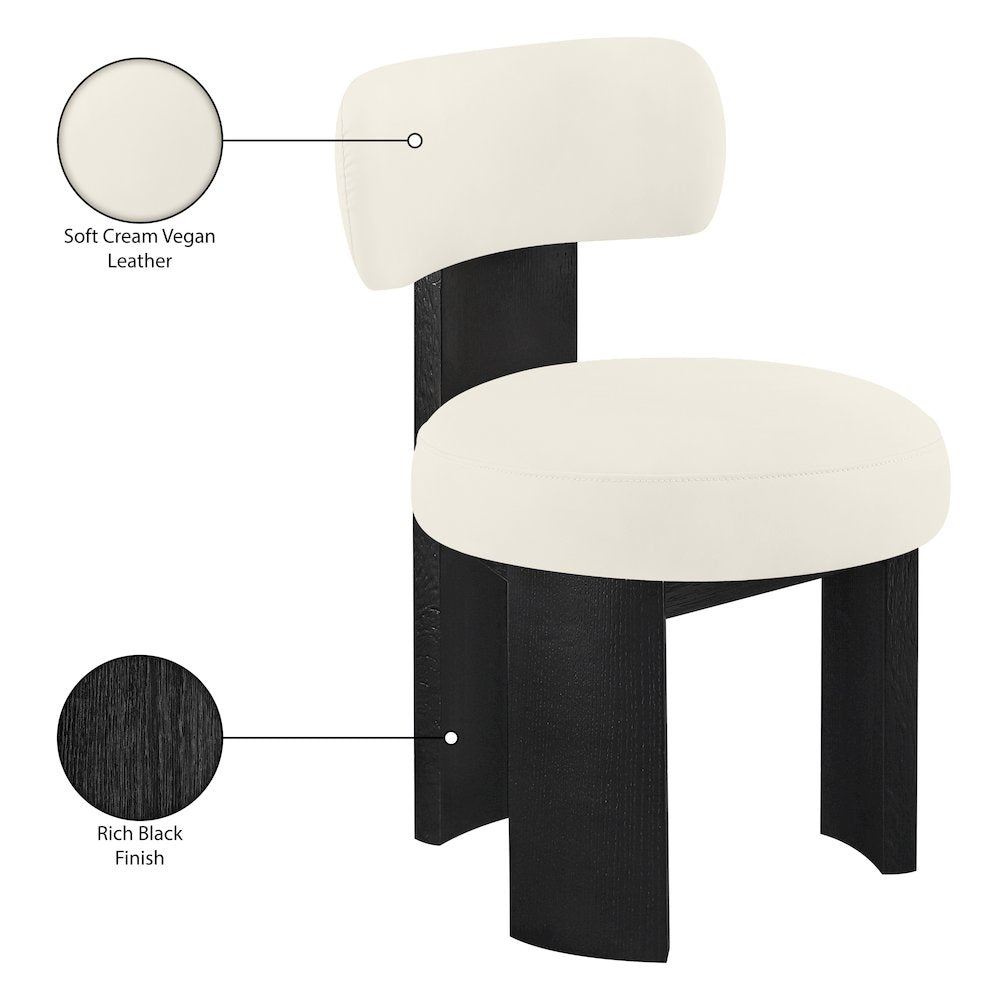 Atelier Cream Vegan Leather Upholstered Dining Chair, Set of 2