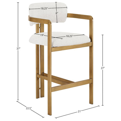 Aurum Cream Linen Textured Fabric Upholstered Counter Stool