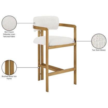 Aurum Cream Linen Textured Fabric Upholstered Counter Stool