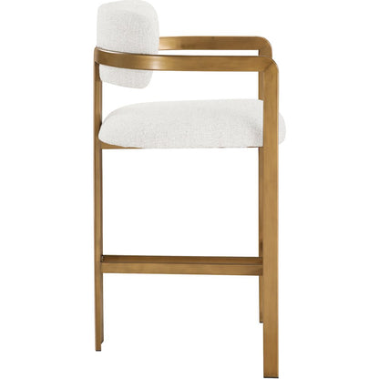 Aurum Cream Linen Textured Fabric Upholstered Counter Stool