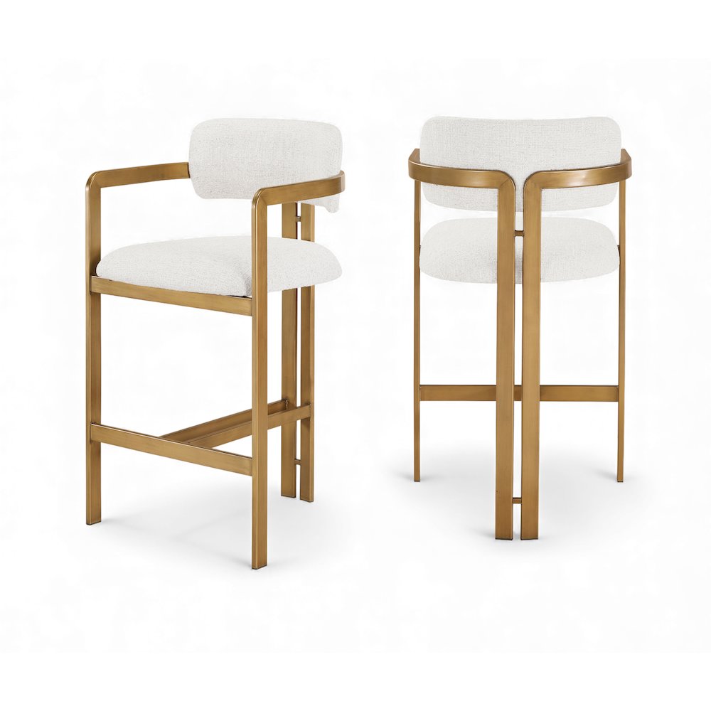 Aurum Cream Linen Textured Fabric Upholstered Counter Stool