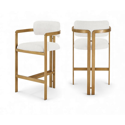 Aurum Cream Linen Textured Fabric Upholstered Counter Stool