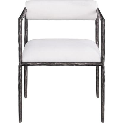 Axis Cream Linen Textured Fabric Upholstered Dining Chair, Set of 2