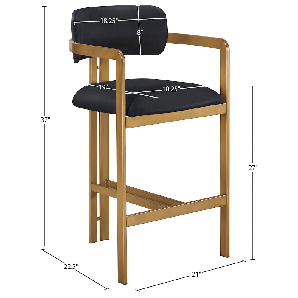Aurum Black Vegan Leather Upholstered Counter Stool
