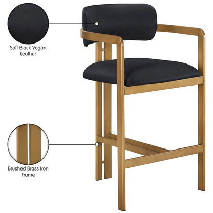 Aurum Black Vegan Leather Upholstered Counter Stool