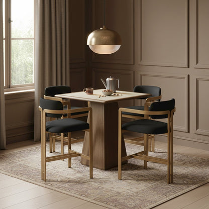 Aurum Black Vegan Leather Upholstered Counter Stool