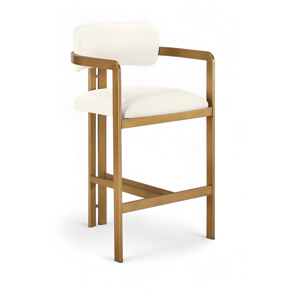 Aurum Cream Vegan Leather Upholstered Counter Stool